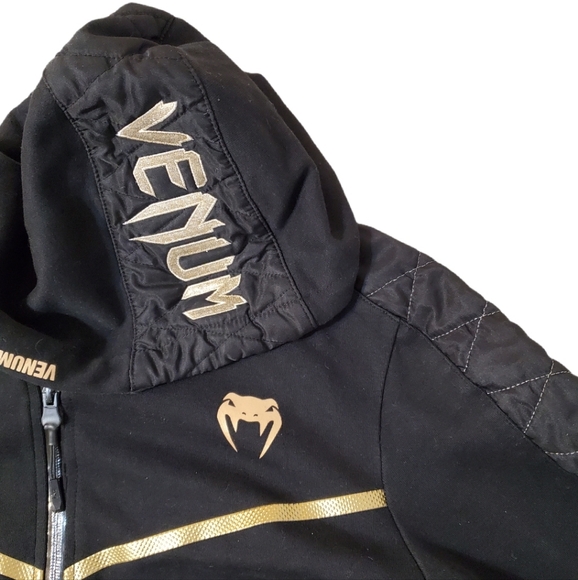 Venum Men's Black Gold Laser Evo Zip‎ Up Hoodie Track Jacket Medium - Picture 9 of 9
